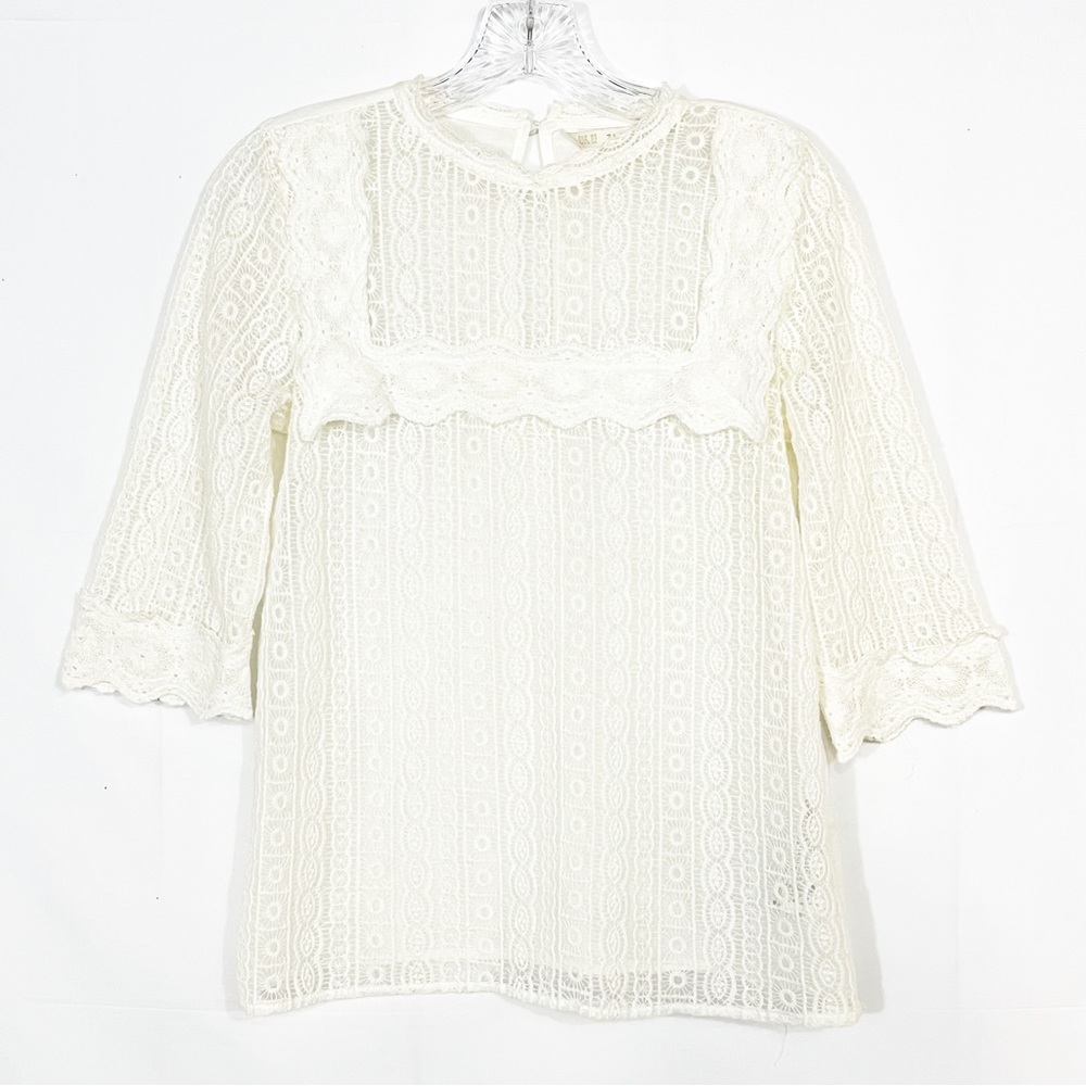 Zara | White Lace Peasant Blouse